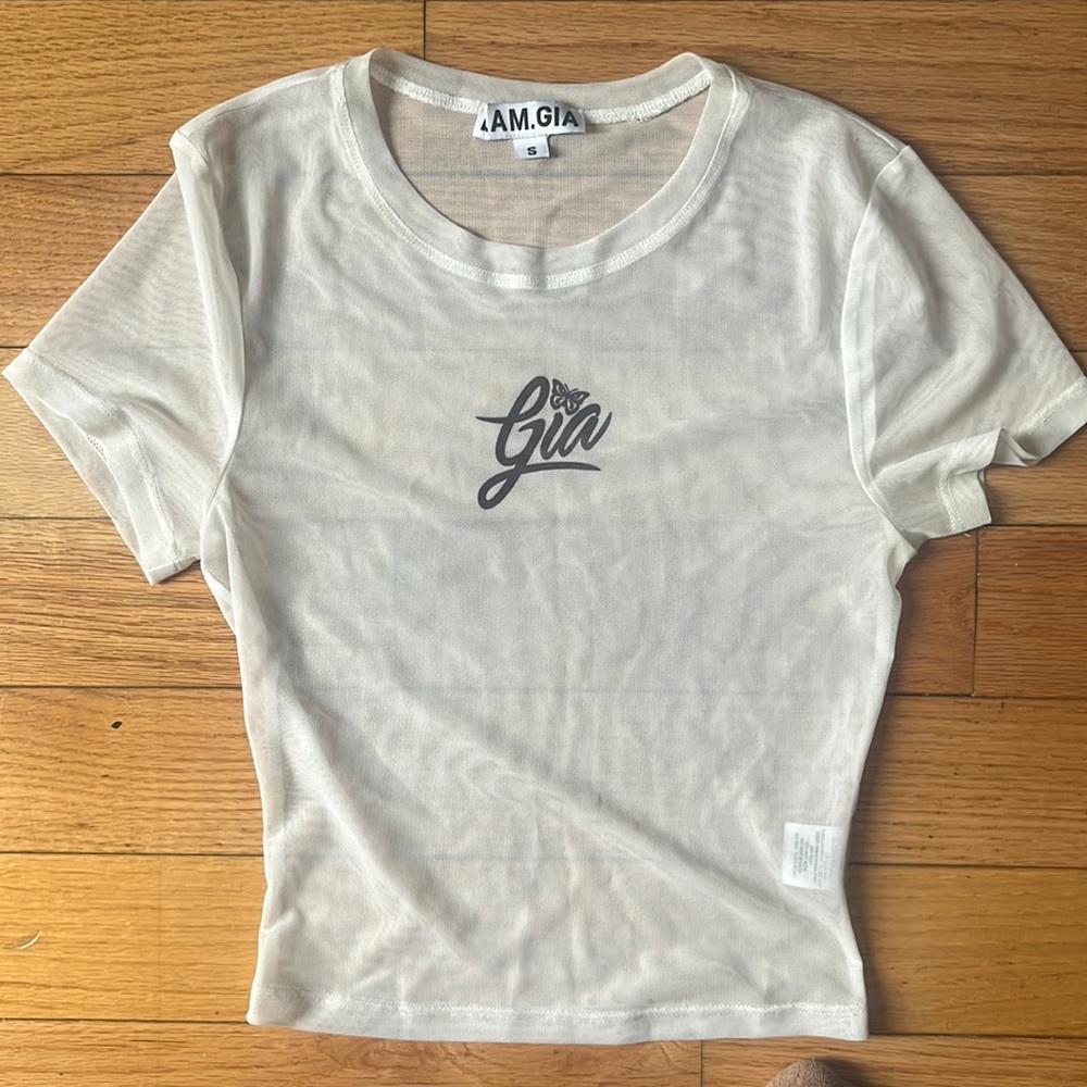 White mesh crop top